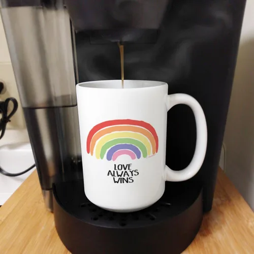 Vista 5 de Taza con diseño de arcoíris Love Always Wins LGBTQA Ally Gifts Gay Pride Gifts Hope - Taza de café de 15 onzas, color blanco