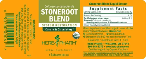 Vista 7 de Herb Pharm Certificado orgánico Stoneroot Blend extracto líquido para apoyo cardiovascular y circulatorio, 1 onza
