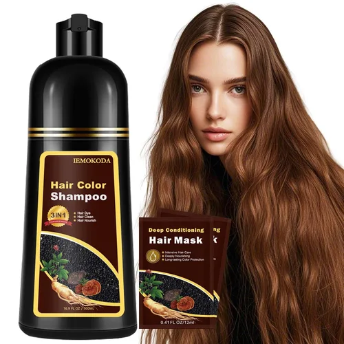 Vista 18 de Champú natural de tinte para el cabello castaño claro, champú de tinte para el cabello 3 en 1, tinte de cabello marrón para hombres y mujeres Marrón