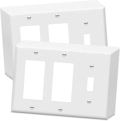 Vista 11 de ENERLITES Combinación de Interruptor de Luz de Palanca/Placa de Interruptor de Luz Decorativo, Placa de Pared de Tres Posiciones, Tamaño Estándar