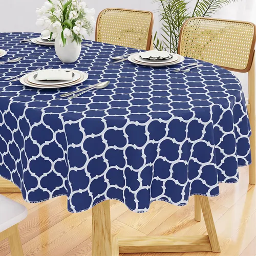 Vista 61 de Smiry - Mantel cuadrado de vinilo impermeable con respaldo de franela para mesas cuadradas, manteles de plástico lavables a prueba de derrames