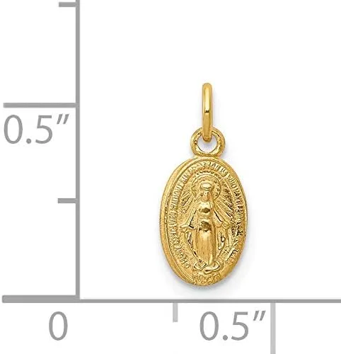 Vista 2 de The Black Bow Dije de oro amarillo de 14 k con medalla de Nuestra Señora de Gracias o potenciador de colgante, Metal, No es una piedra preciosa