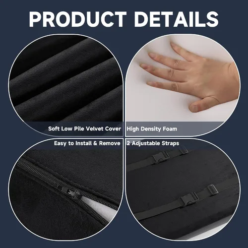 Vista 3 de Almohada reclinable de cuña, cojín de espuma extra grande para reposapiés con correas ajustables, extensor de reposapiés reclinable, almohada