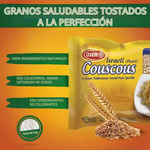 Vista 3 de Osem Cuscús perlado israelí, original liso, bolsas de 8.8 onzas (paquete de 6)
