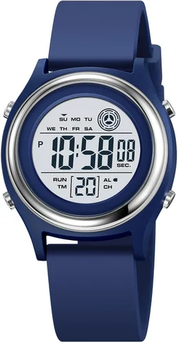 Vista 17 de Relojes digitales para mujer, pantalla LED, correa de silicona, reloj militar, multifunción, impermeable, alarma, cronómetro, retroiluminación LED