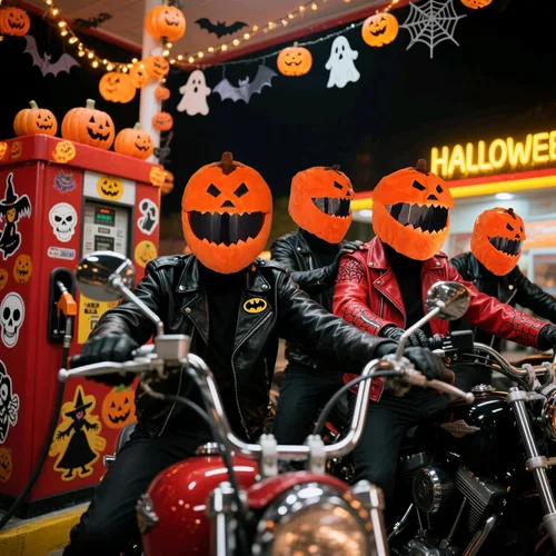 Vista 9 de VCOROS Cubierta de casco de motocicleta de calabaza de Halloween, cubierta de casco de cara completa esponjosa para paseos divertidos