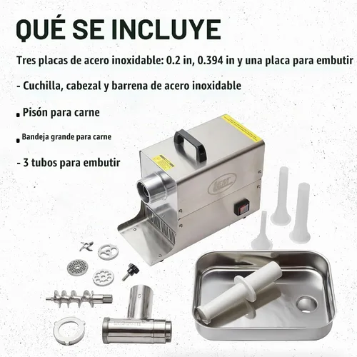 Vista 4 de Molinillo de carne eléctrico Big Bite de acero inoxidable, marca LEM Products Kitchen Appliance for Home Use, Compact Food Processor for Grinding