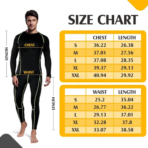 Vista 6 de Suhine 3 Pcs Men's Thermal Underwear Set Sport Winter Base Layer with Fleece Lined Base Layer Bottom Top Winter Shirt Pants