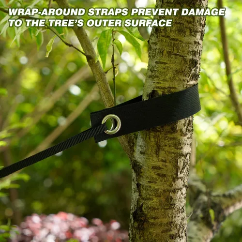 Vista 5 de Kits profesionales de estacas para árboles para 2 árboles, 6 correas de árbol de 15.7 pulgadas + cuerda fuerte de 65.6 pies para fijar plantas