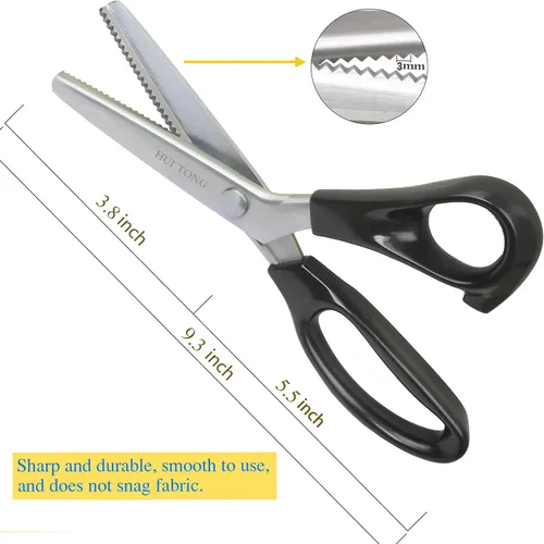 Vista 5 de Hui Tong Tijeras para Rosar Fuertes y Afiladas para Tela, Tijeras para Rosar Dentadas y Festoneadas, 3mm, 5mm, 7mm (Dentadas 3mm)