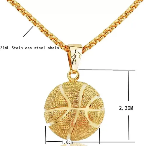 Vista 2 de LAIMIUMIU33 Cadena helada para hombres, collar con colgante de baloncesto para niños, cuernos, estilo deportivo, estilo Nba, hip hop, punk, joyería