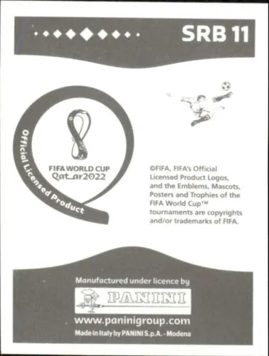 Vista 2 de 2022 Panini World Cup Soccer Sticker #SRB11 Darko Lazovic Serbia Group G Official Qatar WC Album Sticker in Raw (NM or Better) - Measuring 2 Inches
