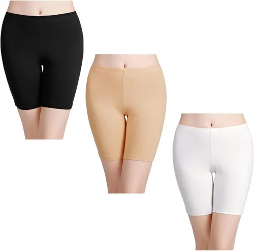 Vista 2 de wirarpa Ropa interior de algodón antirozaduras para mujer, pantalones cortos de pierna larga, paquete de 3