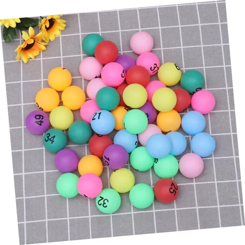 Vista 4 de 50 bolas de pong numeradas de 1.575 in de material de polipropileno para juegos de bingo y fiesta
