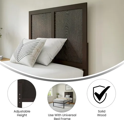 Vista 5 de Flash Furniture Oliver Cabecera de madera tamaño individual, cabecera de dos paneles en color marrón oscuro