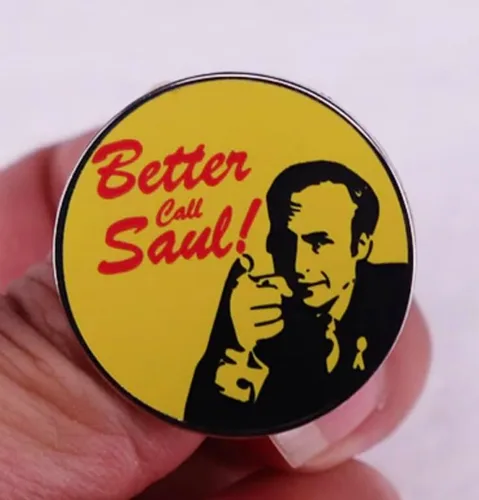 Vista 3 de Better Call Saul Goodman Breaking Bad TV Programa de TV Título Logo 1.15" Esmalte Pin Insignia, Esmalte, Esmalte
