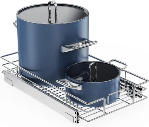 Vista 18 de LOVMOR Organizador de gabinete extraíble de 5.5 pulgadas de ancho x 21.5 pulgadas de profundidad, estantes extraíbles para armario de cocina