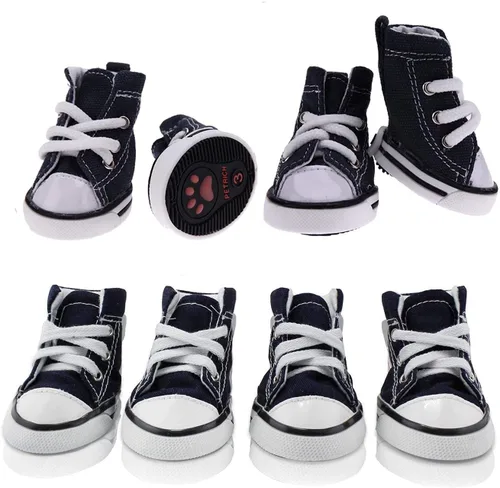 Vista 4 de Zapatos para perros y mascotas, zapatos deportivos de lona para cachorros, botas deportivas, antideslizantes, zapatos casuales para perros y gatos