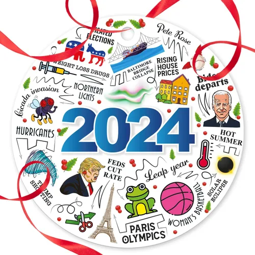 Vista 7 de Soul Décor - Adornos de Navidad 2020, gran adorno redondo de metal de 3.75 pulgadas para 2021, bolsa de terciopelo de Sigo Signs incluida