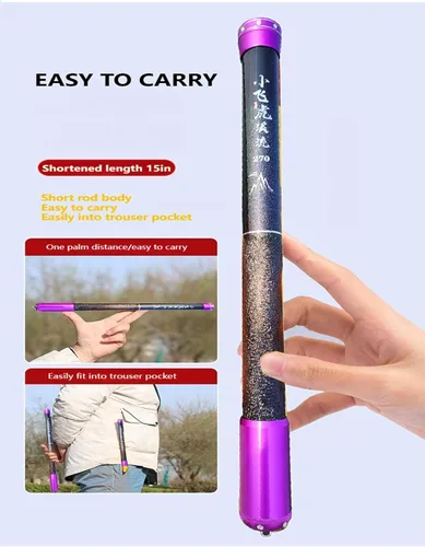 Vista 7 de Tenkara Rod de fibra de carbono telescópica caña de pescar portátil ultraligera caña de pescar Tenkara plegable Bass Crappie Kit completo caña
