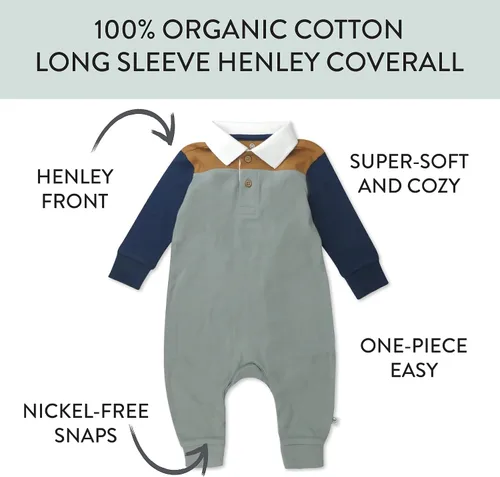 Vista 3 de HonestBaby unisex-baby Romper Coverall Sets One-Piece Jumpsuit Organic Cotton for Infant Baby Boys, Girls, Unisex