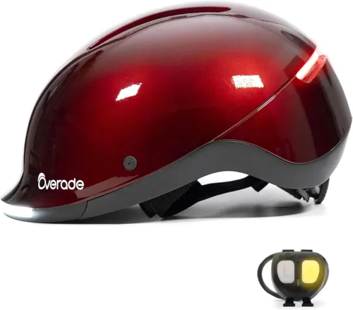 Vista 12 de Overade Casco salvavidas para bicicletas y e-scooters, con potente iluminación delantera/trasera, función intermitente, talla única
