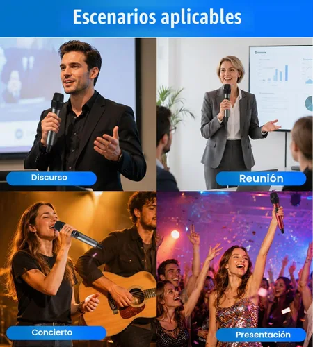 Vista 8 de Aveek Micrófono inalámbrico para karaoke, micrófono de karaoke recargable (trabajo 40 hs), para altavoz, máquina de karaoke, iglesia, discurso