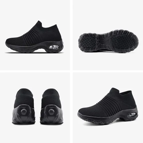 Vista 9 de STQ - Tenis para caminar, sin cordones, de malla transpirable, cómodos, a la moda, mocasines con plataforma de cuña para mujer