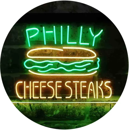 Vista 11 de ADVPRO Philly Cheese Steaks Café - Letrero de neón LED de doble color, azul y rojo, 24 x 16 pulgadas st6s64-i3850-br