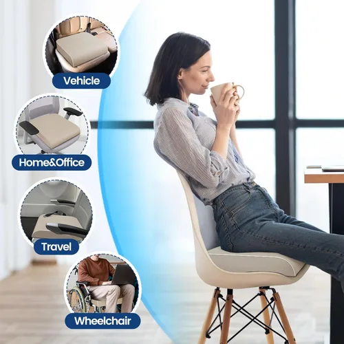 Vista 6 de SweetSlubr Cojín de asiento para aliviar el dolor de coxis, cojín para silla de oficina, cojín de espuma viscoelástica grande con funda