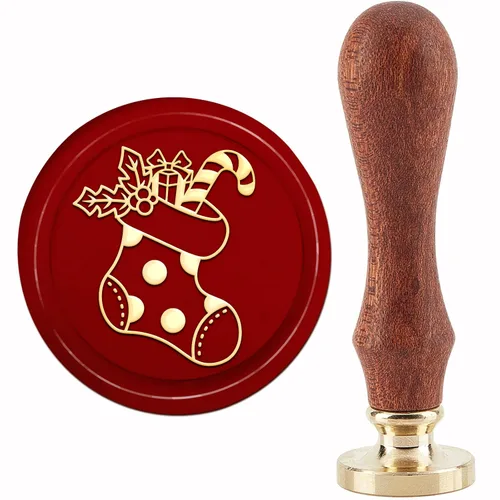 Vista 9 de CRASPIRE Sello de cera de Navidad X'Mas EVE para árbol de Navidad de 1.181 in/1.18 pulgadas, sello de sellado de cabeza de latón extraíble con mango