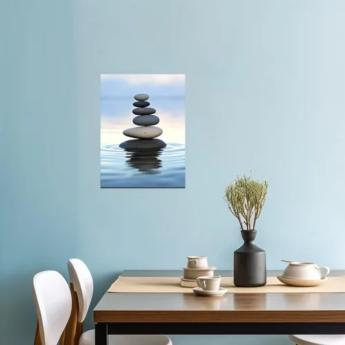 Vista 5 de QIXIANG Lienzo de arte para pared, pintura de piedra zen, arte de meditación, spa, arte para spa, sala de yoga, baño, decoración de pared
