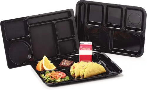 Vista 4 de Carlisle FoodService Products Bandeja de 6 compartimentos para mano derecha, 10" x 14", color negro