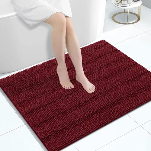 Vista 171 de Grandaily Alfombras de baño de felpilla a rayas de 24 x 16 pulgadas, extra gruesas y suaves, absorbentes, parte trasera de goma, alfombra de ducha