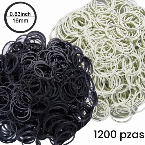 Vista 2 de AMUU bandas de goma pequeñas mini bandas elásticas negro blanco 1200pcs