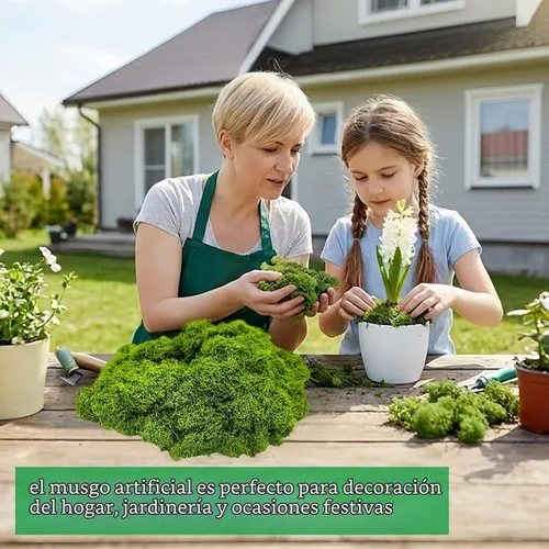 Vista 7 de Musgo verde falso – Musgo artificial para plantas de interior, imitación para manualidades, decoración de jardín de hadas de bricolaje, centros