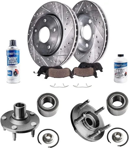 Vista 169 de Detroit Axle - Rotores de freno para Ford 2013-2019 Explorer Taurus Flex Lincoln MKT MKS, rotores de freno de disco ranurados perforados de repuesto