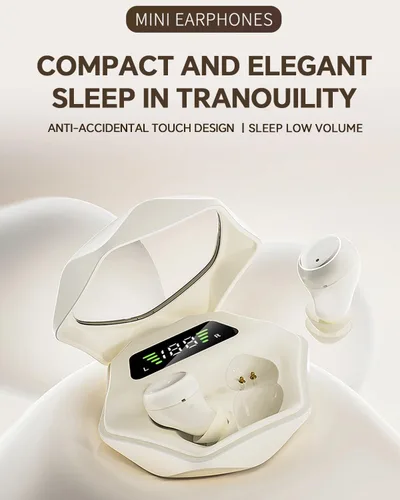Vista 8 de Xmenha Auriculares planos para dormir para dormir de lado, cómodos, discretos, invisibles, mini, pequeños, pequeños, con cancelación de ruido Beige