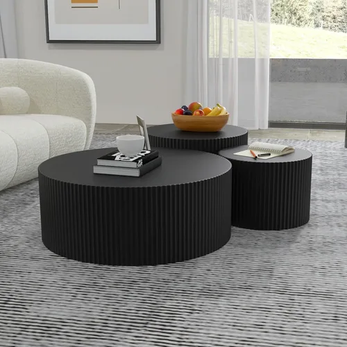 Vista 29 de WILLIAMSPACE Mesa de café lateral pequeña con forma de giro única, mesa de acento final moderna para sofá de sala de estar, estilo retro de granja