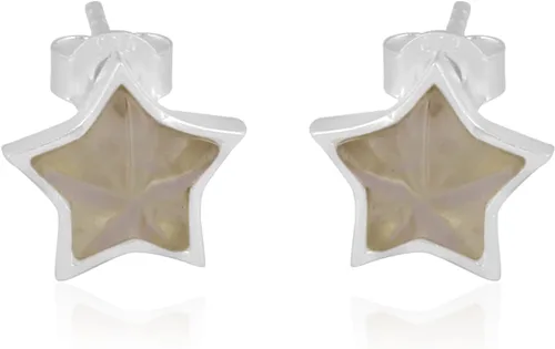 Vista 11 de Aretes de plata de ley 925 con piedras preciosas de amazonita con corte de estrella, regalo de piedra natal para ella