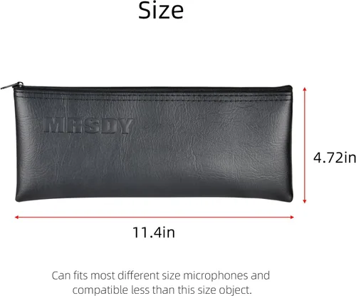 Vista 2 de MRSDY Bolsa para micrófono, bolsa negra con cremallera para micrófono, micrófono inalámbrico, protector de micrófono vocal a prueba de golpes, bolsa