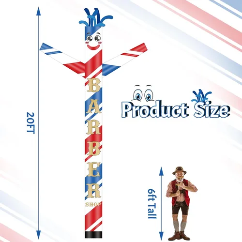 Vista 2 de Wenqik Barbería - Tubo inflable para hombre de 20 pies de alto, brazo agitador, tubo para hombre gigante, tipo marioneta bailarín loco para eventos