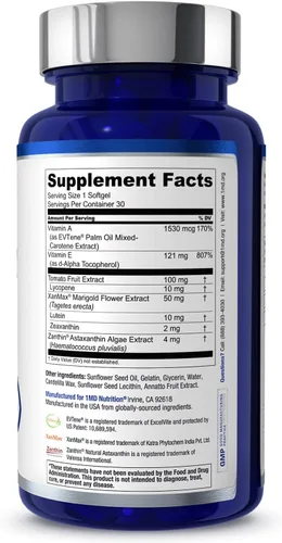 Vista 6 de 1MD Nutrition VisionMD - Vitamina para ojos CARMIS - Suplemento ocular para adultos - con OptiLut luteína y zeaxantina - Apoya el cuidado