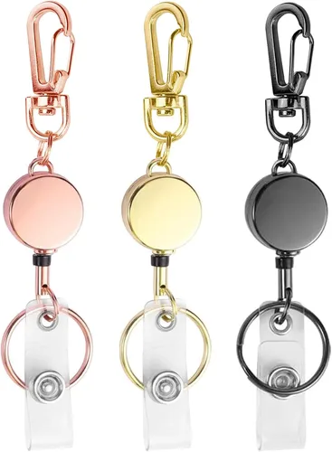 Vista 12 de bolimoss Paquete de 3 llaveros retráctiles, soporte retráctil, carrete de insignia para tarjeteros de identificación, tarjetero de identificación
