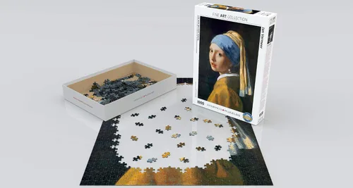 Vista 3 de EuroGraphics Vermeer - Pendiente de niña con perlas (6000-5158), 1000 piezas, color negro