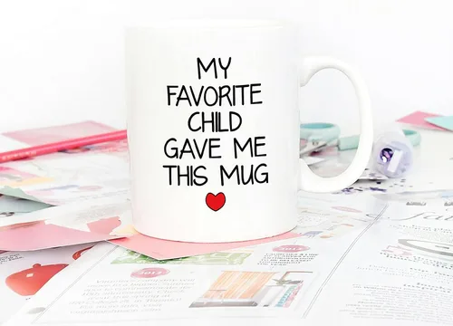 Vista 4 de 5Aup Taza con texto en inglés "My Favorite Child Gave Me This ", regalo de Navidad de parte de hija, hijo y niños, regalo de cumpleaños para papá