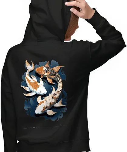 Vista 2 de Japanese Fish - Sudadera con capucha y cremallera para mujer, bonita sudadera con capucha y estampado