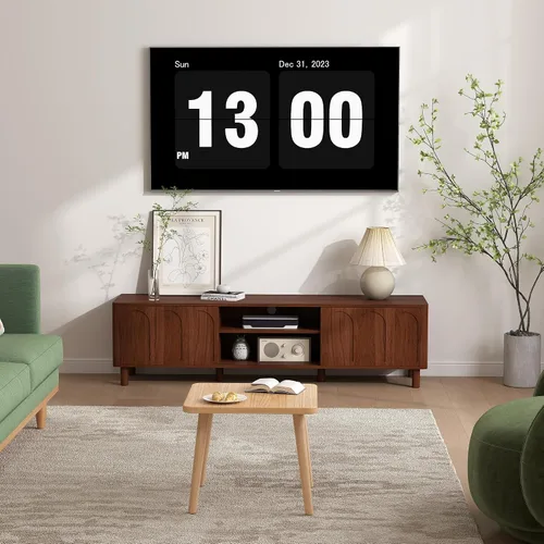 Vista 6 de Soporte de TV para televisores de hasta 70 pulgadas, centro de entretenimiento con gran almacenamiento para sala de estar, consola multimedia