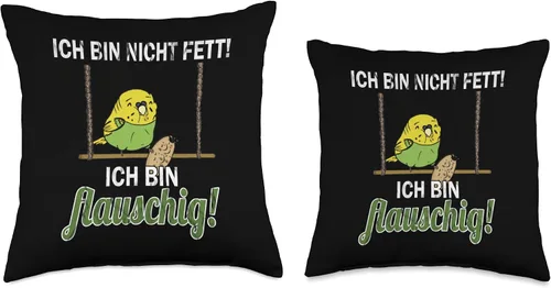 Vista 3 de Lustiges Wellensittich T-Shirt Sittich Vogel Shirt Funny Budgie T-Shirt-Nicht Fett sondern Throw Pillow, 16x16, Multicolor