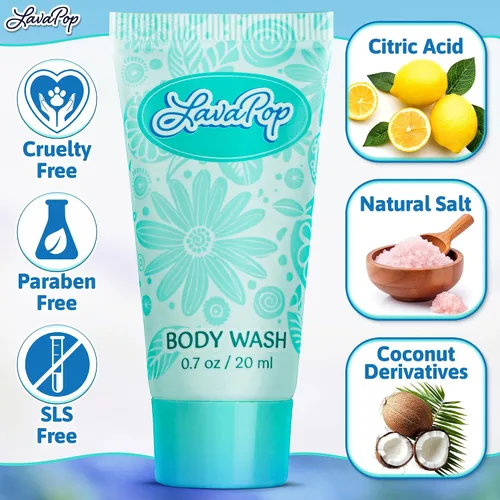 Vista 2 de LavaPop - Gel de baño tamaño viaje - Iris, violeta y ámbar, 0.7 onzas líquidas, paquete de 100 - Deleita a tus invitados con gel de baño calmante